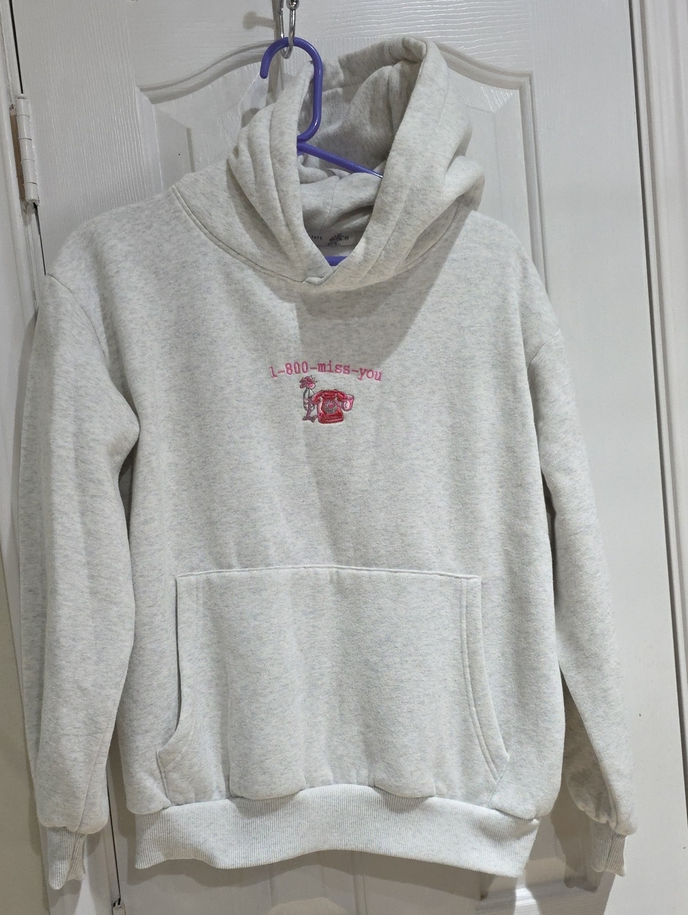 Altard State Light Gray '1-800-miss-you' Cozy Hooded Sweatshirt Size Xs